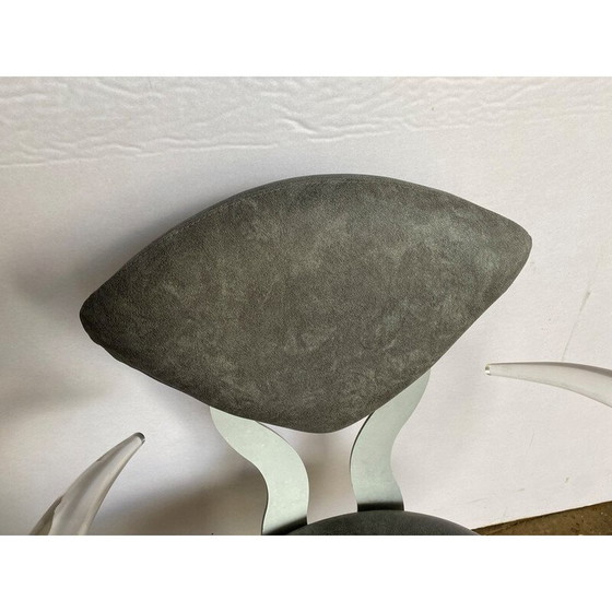 Image 1 of Fauteuil de coiffure vintage pivotant en plexiglas et skaï gris, 1970