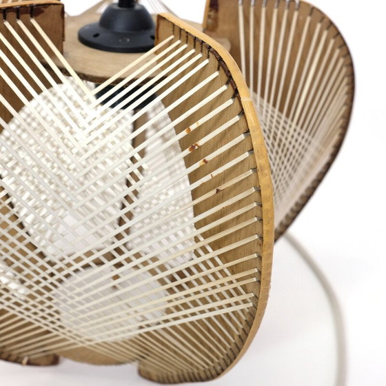 Image 1 of Lampe suspendue vintage en bois et fil de fer, France 1960-1970