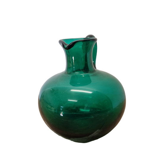 Image 1 of Ancienne cruche à eau en verre vert, vers 1900