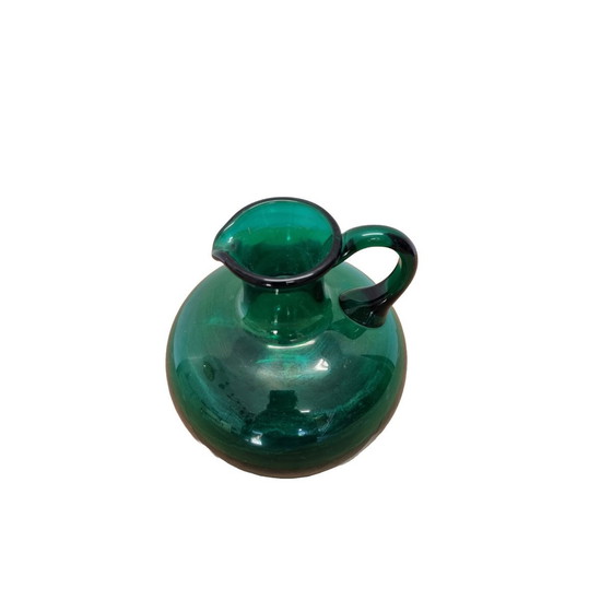 Image 1 of Ancienne cruche à eau en verre vert, vers 1900