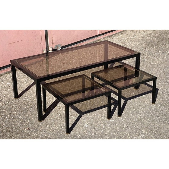 Image 1 of Tables basses gigognes vintage en fer laqué noir