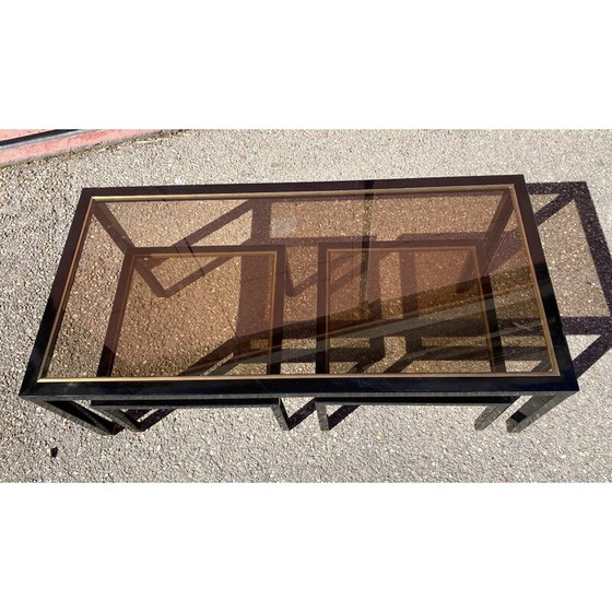Image 1 of Tables basses gigognes vintage en fer laqué noir