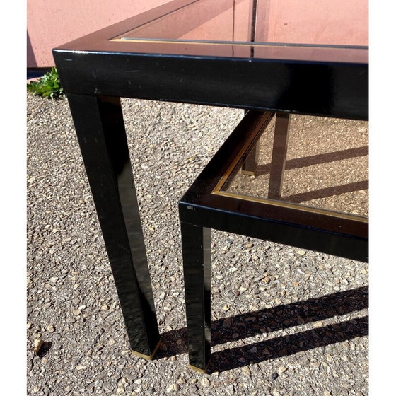 Image 1 of Tables basses gigognes vintage en fer laqué noir