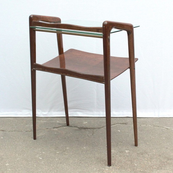 Image 1 of Table d'appoint vintage en bois et verre, Italie 1960