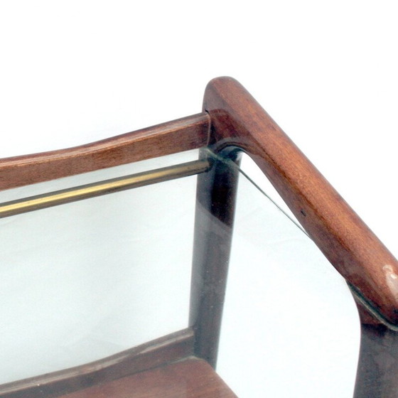 Image 1 of Table d'appoint vintage en bois et verre, Italie 1960