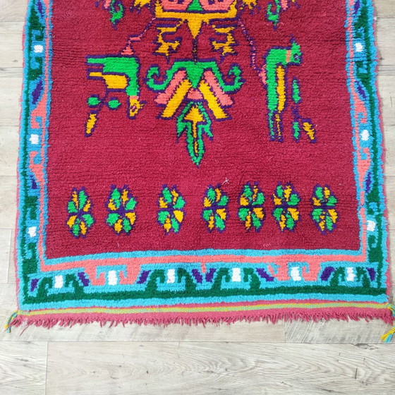 Image 1 of Marokkanischer Berberteppich Aus Roter Wolle - Tapis berbère marocain en laine rouge