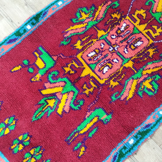 Image 1 of Marokkanischer Berberteppich Aus Roter Wolle - Tapis berbère marocain en laine rouge