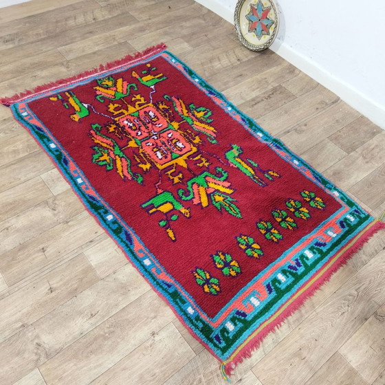 Image 1 of Marokkanischer Berberteppich Aus Roter Wolle - Tapis berbère marocain en laine rouge