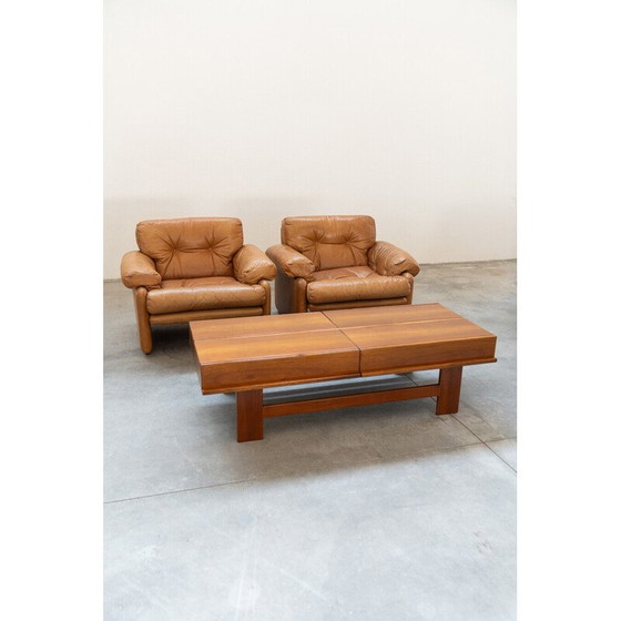 Image 1 of Paire de fauteuils vintage "Coronado" avec pouf par Afra Bianchin et Tobia Scarpa pour B et B Italia, Italie 1986