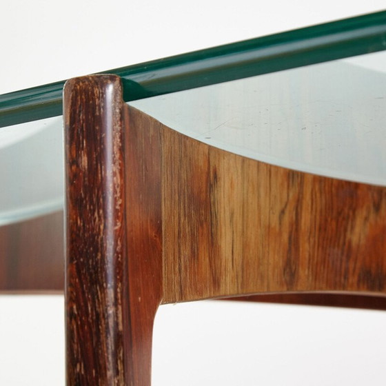 Image 1 of Table basse vintage en bois de rose et verre par Sven Ellekaer pour Christian Linneberg Mobelfabrik