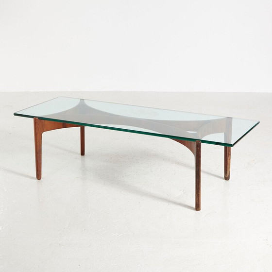 Image 1 of Table basse vintage en bois de rose et verre par Sven Ellekaer pour Christian Linneberg Mobelfabrik