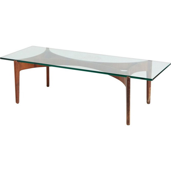 Image 1 of Table basse vintage en bois de rose et verre par Sven Ellekaer pour Christian Linneberg Mobelfabrik
