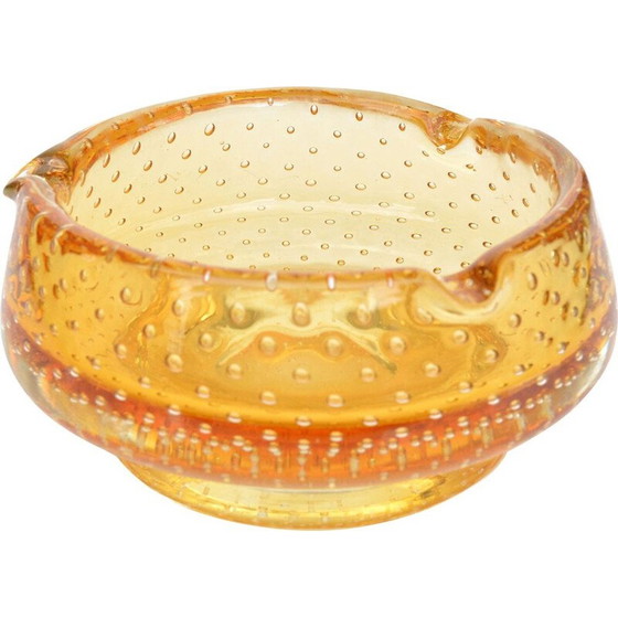 Image 1 of Cendrier vintage en verre miel "K169" par Milan Metelak pour Harrachov, Tchèque 1960