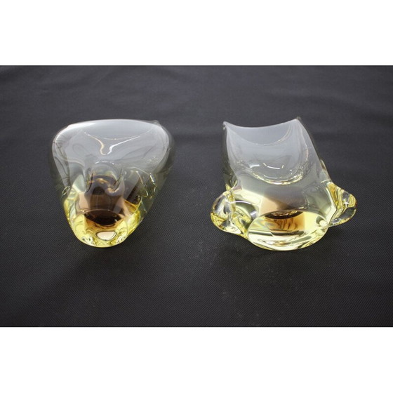 Image 1 of Paire de vases en verre vintage de Zeleznobrodské sklo, Tchécoslovaquie
