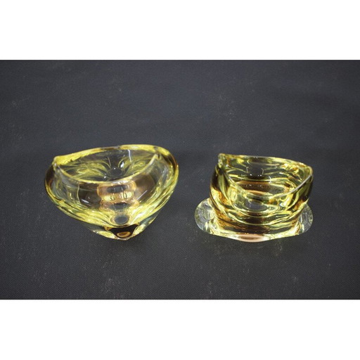 Paire de vases en verre vintage de Zeleznobrodské sklo, Tchécoslovaquie