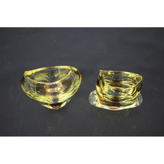 Image 1 of Paire de vases en verre vintage de Zeleznobrodské sklo, Tchécoslovaquie