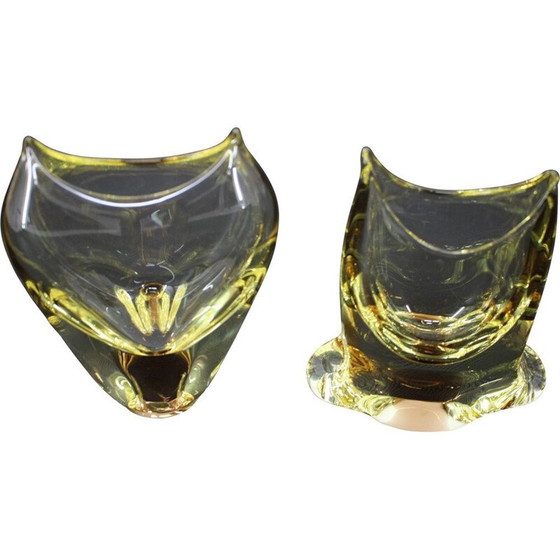 Image 1 of Paire de vases en verre vintage de Zeleznobrodské sklo, Tchécoslovaquie