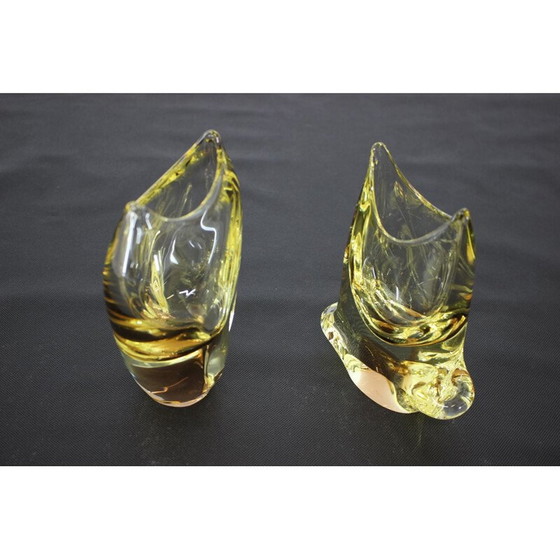 Image 1 of Paire de vases en verre vintage de Zeleznobrodské sklo, Tchécoslovaquie