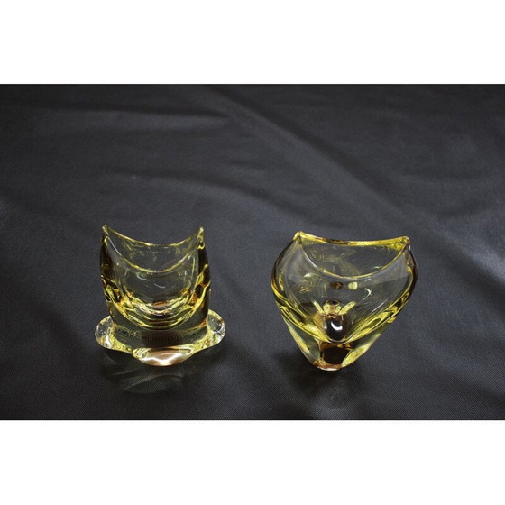 Image 1 of Paire de vases en verre vintage de Zeleznobrodské sklo, Tchécoslovaquie