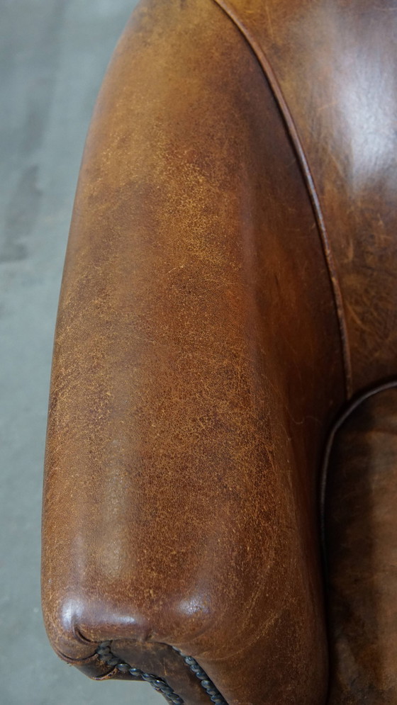 Image 1 of Fauteuil club vintage en cuir de mouton