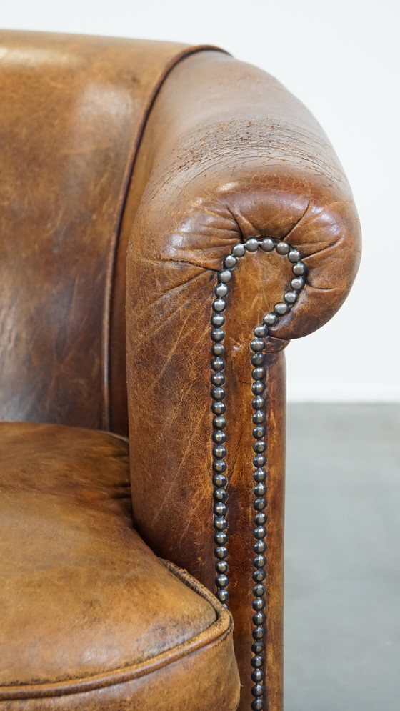 Image 1 of Fauteuil club vintage en cuir de mouton