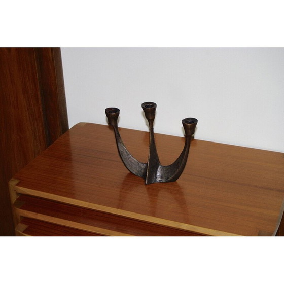Image 1 of Chandelier vintage en bronze brutaliste par A.Lamprecht, 1950