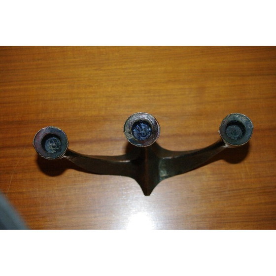 Image 1 of Chandelier vintage en bronze brutaliste par A.Lamprecht, 1950