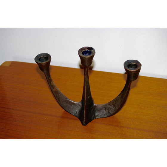 Image 1 of Chandelier vintage en bronze brutaliste par A.Lamprecht, 1950