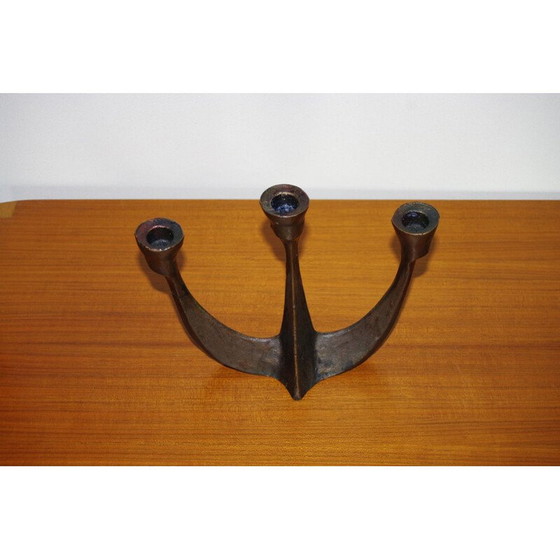 Image 1 of Chandelier vintage en bronze brutaliste par A.Lamprecht, 1950