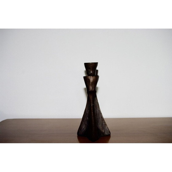 Image 1 of Chandelier vintage en bronze brutaliste par A.Lamprecht, 1950