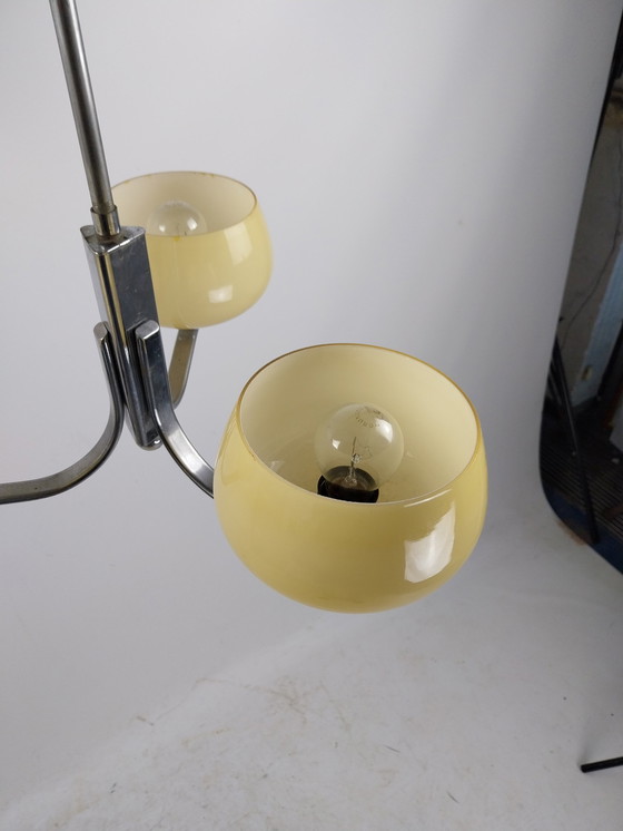 Image 1 of 1 X Art Deco 3 Light Luster Suspension Lamp 1950's