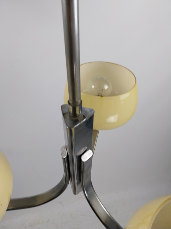 Image 1 of 1 X Art Deco 3 Light Luster Suspension Lamp 1950's