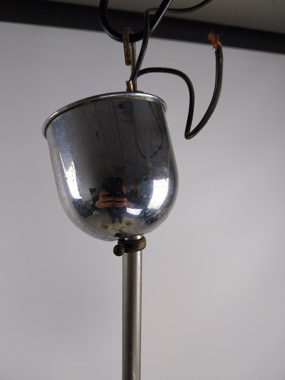 Image 1 of 1 X Art Deco 3 Light Luster Suspension Lamp 1950's