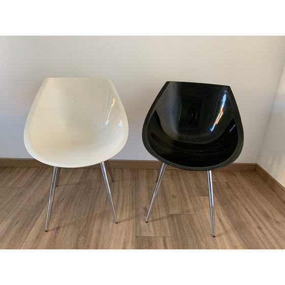 Image 1 of Paire de chaises lago vintage blanches et noires de Philippe Starck