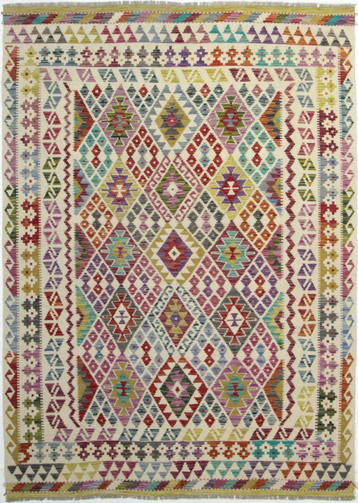 Original Old Style Kelim Afghan 246 X 181 Cm Top Condition