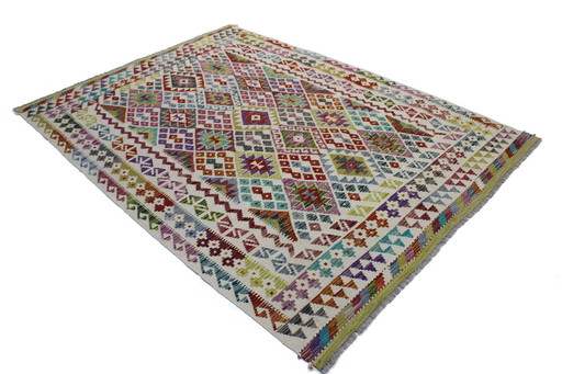 Original Old Style Kelim Afghan 246 X 181 Cm Top Condition