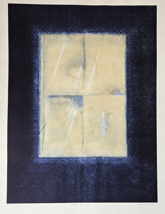 Image 1 of Gravure en couleur Antonia Dombrowsky 1992- Gravure en couleur Papier à la main en forme de feuille