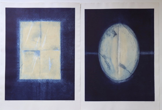 Image 1 of Gravure en couleur Antonia Dombrowsky 1992- Gravure en couleur Papier à la main en forme de feuille