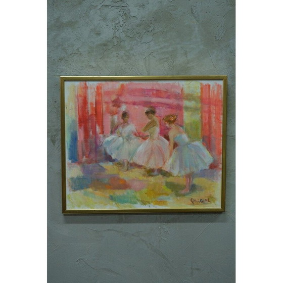 Image 1 of Huile sur toile vintage Ballerines par Gertrud Wråke-Lindqvist, Suède 1970