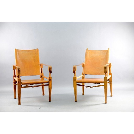 Image 1 of Paire de fauteuils Safari vintage en cuir Cognac par Wilhelm Kienzle pour Wohnbedarf, Suisse 1949