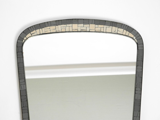 Image 1 of Magnifique miroir mural en mosaïque de style Mid Century avec cadre en laiton de Münchner Zierspiegel