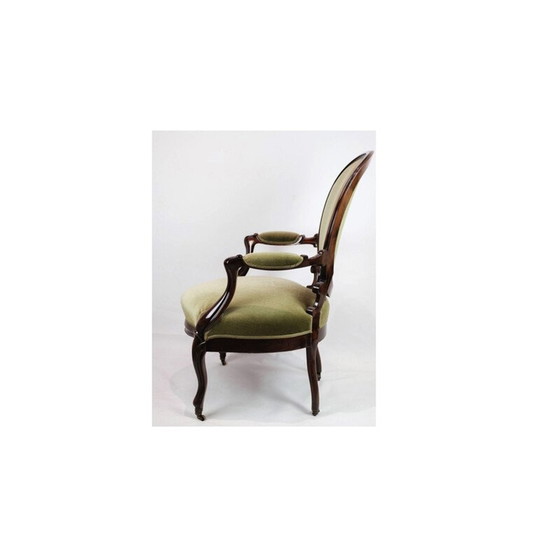 Image 1 of Fauteuil néo-rococo vintage en acajou et velours vert, années 1880