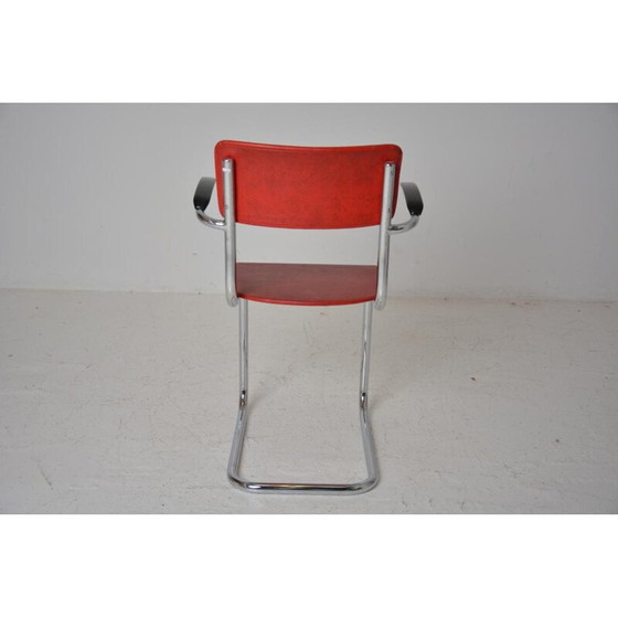 Image 1 of Fauteuil luge vintage en skaï rouge, 1960