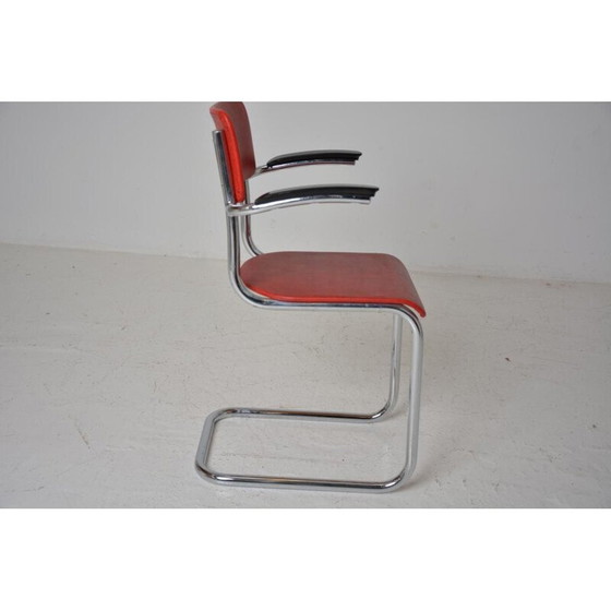 Image 1 of Fauteuil luge vintage en skaï rouge, 1960