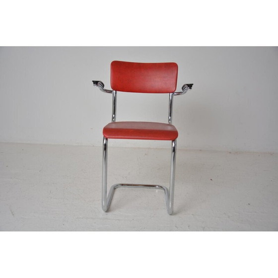 Image 1 of Fauteuil luge vintage en skaï rouge, 1960