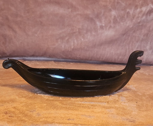 Zabcowice Gondola Verre pressé noir avec étagère Motif Collection Objet