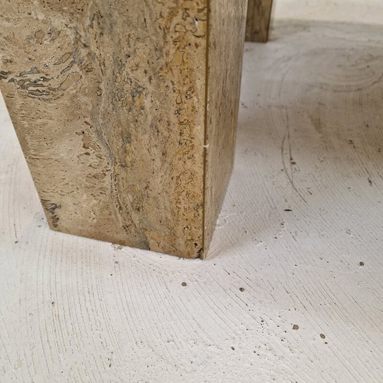 Image 1 of Table basse vintage italienne en travertin, 1980