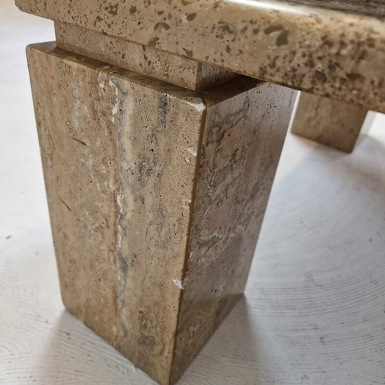 Image 1 of Table basse vintage italienne en travertin, 1980