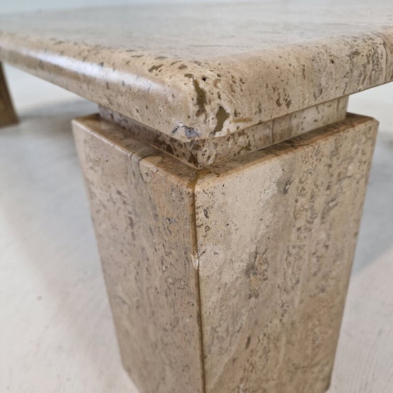 Image 1 of Table basse vintage italienne en travertin, 1980
