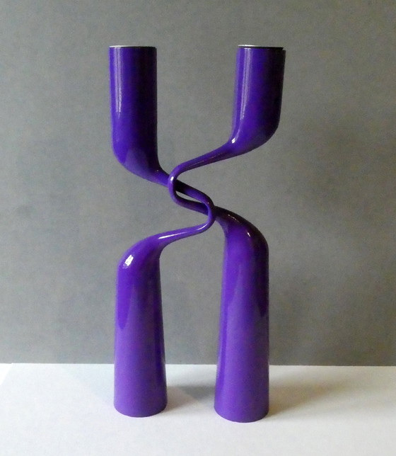 Image 1 of Double (2) Porte-Bougies En Lilas, Double Candle Holder "Tango", Design Mikaela Dörfel, Menu Danemark, Carton original